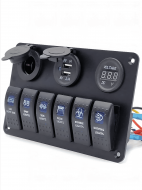 Панель переключателей для лодок, Marine Matrix, 6 кнопок и USB с LED-подсветкой, IP65